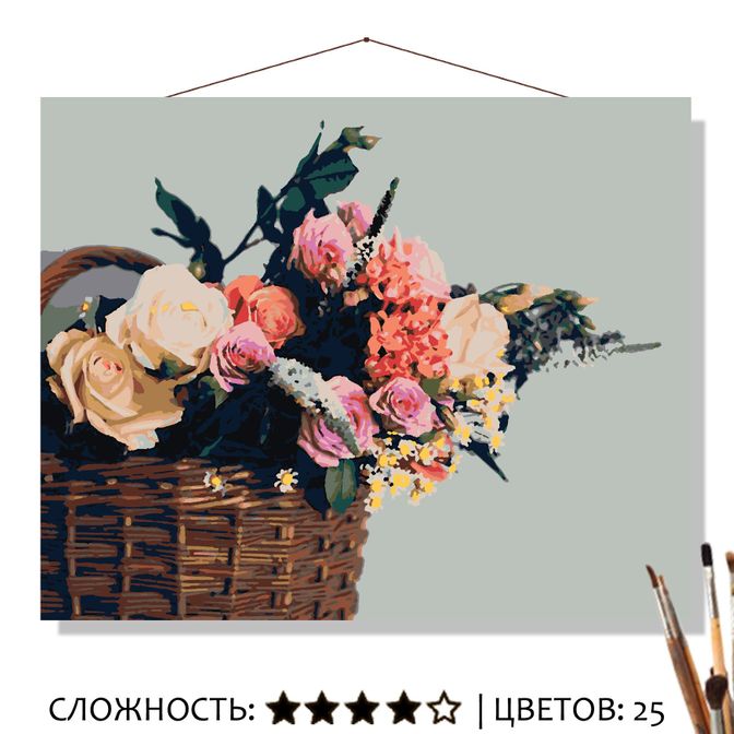 Картина Букет в корзинке рисование по номерам 50*40см КН5041091 - Оренбург 
