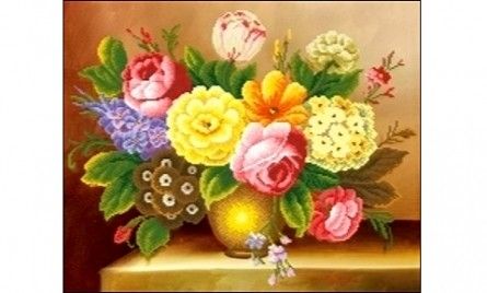 Мозаика алмазная "Букет цветов в вазе" ST-417 33 цвета 30*40см Рыжий кот