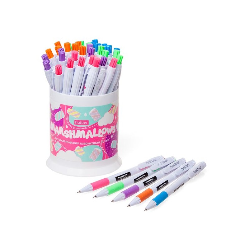 Ручка шариковая 5CB_40232 Hatber синяя Marshmallows 0,5мм с клипом - Елабуга 
