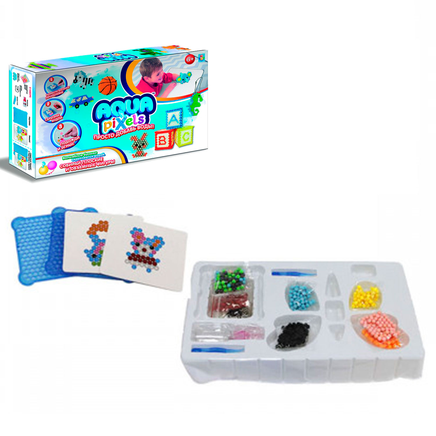 1TOY Т12337 Набор для творчества Aqua pixels 600 деталей Веселые животные - Йошкар-Ола 