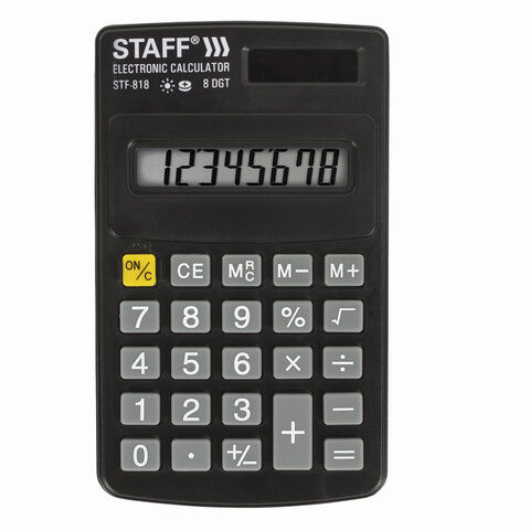 Калькулятор карманный 250142 двойное питание STF-818 (102х62 мм) 8 разрядов STAFF - Елабуга 