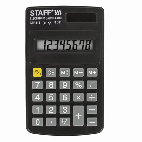 Калькулятор карманный 250142 двойное питание STF-818 (102х62 мм) 8 разрядов STAFF - Пермь 