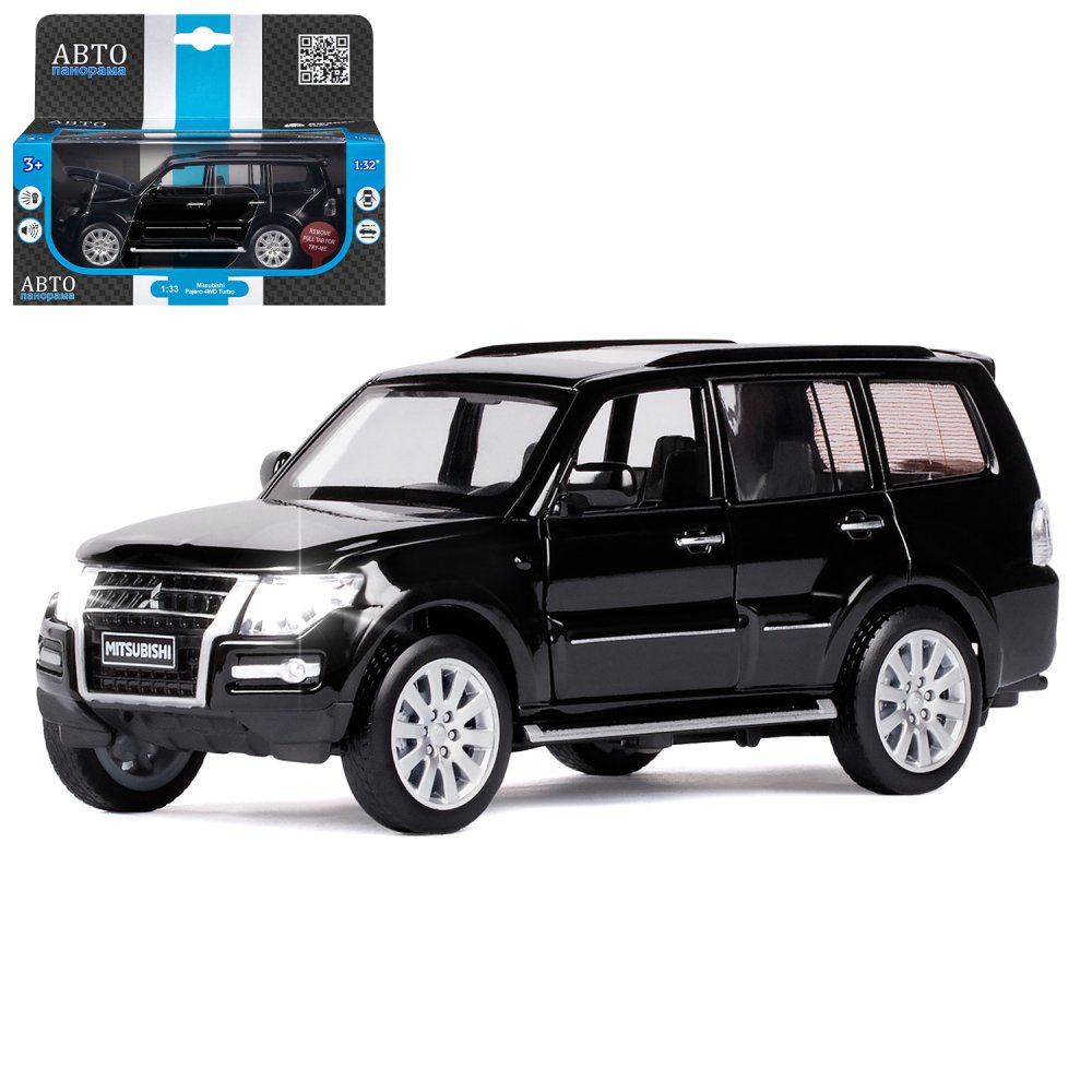 Машина JB1251431 Mitsbishi Pajero 4WD Turbo металл 1:33 черный свет, звук ТМ Автопанорама - Елабуга 