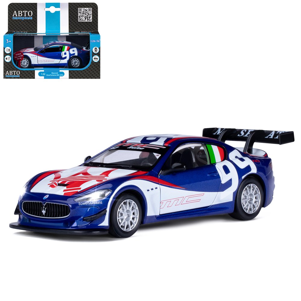 Машина JB1251322 Mazerati Gran Turismo MC GT4 металл 1:32 синий свет, звук ТМ Автопанорама - Магнитогорск 