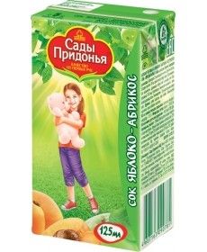 Сок 125г яблочное/абрикос с мякотью 5+  90785 Сады Придонья - Альметьевск 