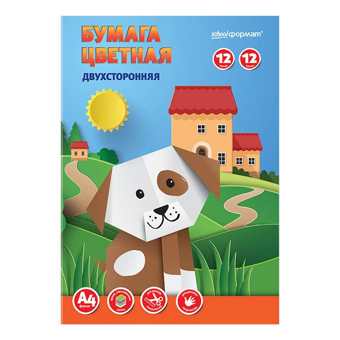 Бумага цветная 12цв 12л БЦ2Г12Л12Ц-ШК - Бугульма 