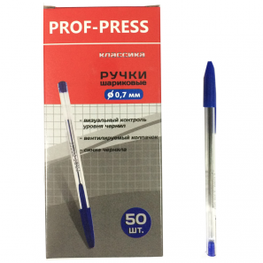 Ручка РШ-2809 шариковая синяя 0,7 с прозрачным корпусом - Оренбург 