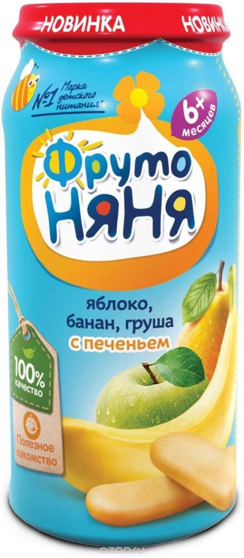 Пюре 250г яблоко, банан, груша с печеньем 6+ Фрутоняня - Ульяновск 