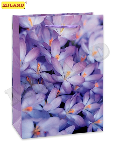 Пакет подарочный ПГ-1704 "Чудесные фиолетовые цветы" (М) с глянцем 18*23*8см Миленд