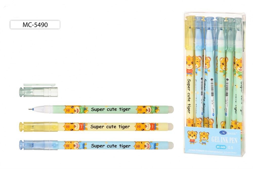 Ручка гелевая МС-5490 со стираемыми чернилами Тигр синий - Омск 