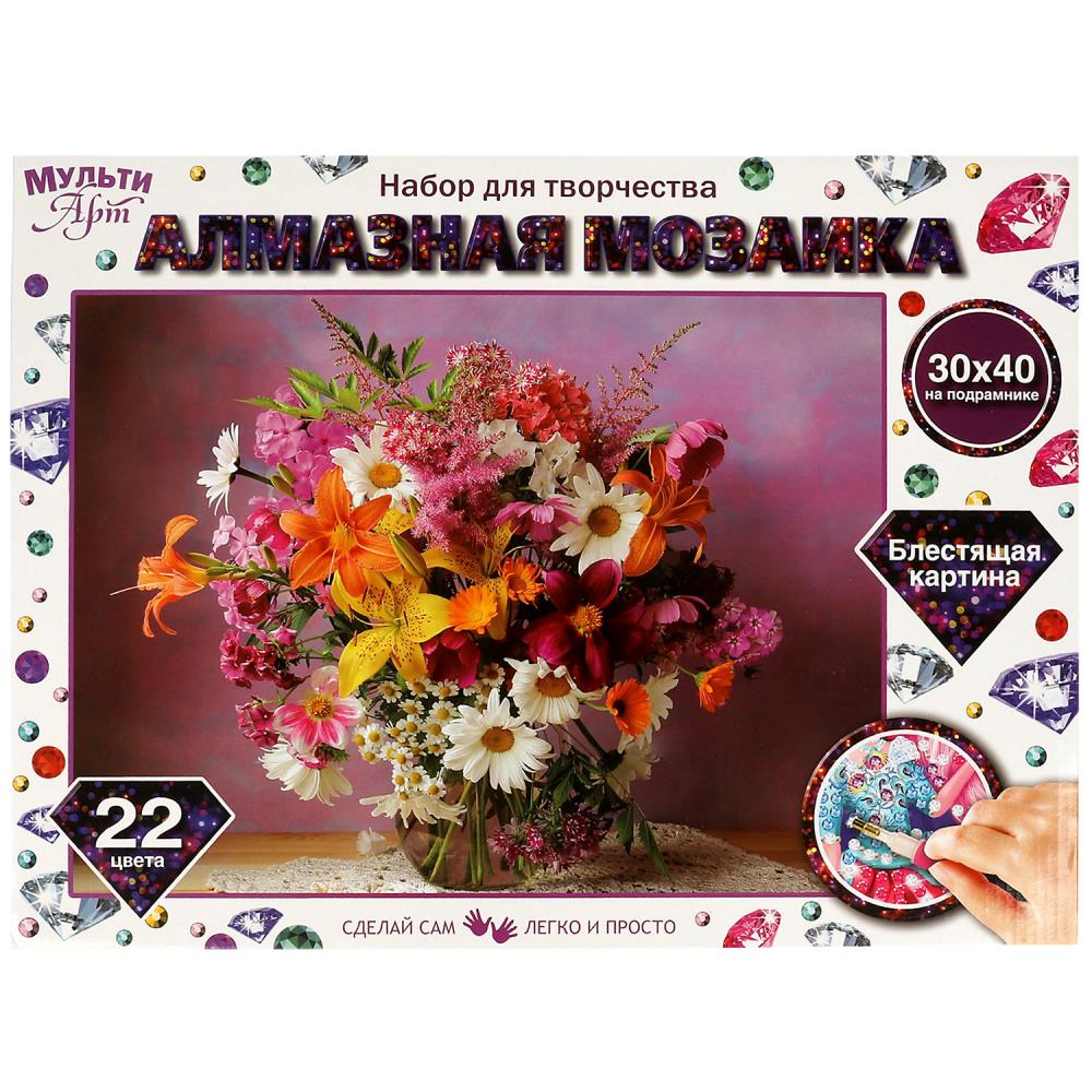 Алмазная мозайка AM30X40-MULTUI17 Букет 30*40см на подрамнике ТМ Мульти Арт - Бугульма 