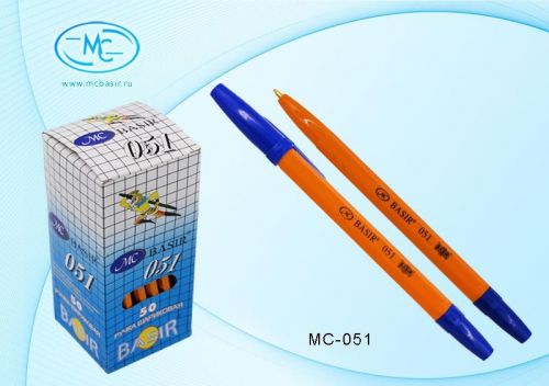 Ручка шариковая МС-051 синяя желтый корпус 1/50 - Елабуга 