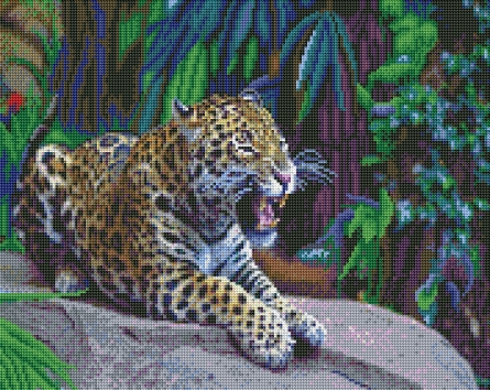 Алмазная мозаика AS4019 Рычащий леопард блест 40х50см 29цв - Ижевск 