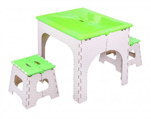 Набор детский М7119 "Плетенка" стол+ 2 табурета бежево-зеленые Альтернатива - Саранск 