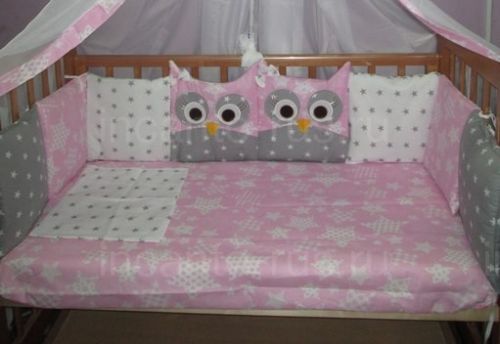 Комплект в кроватку "Совята" 10 предметов 38535 розовый - Самара 