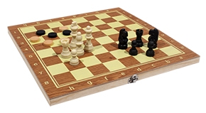 Шахматы шашки Р00038 деревянные 2в1 (фигурки пластик) Рыжий Кот - Нижнекамск 