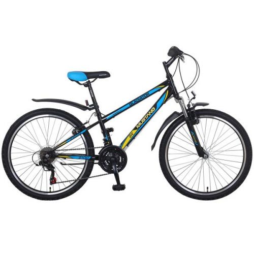 Велосипед 24 подростковый ST24021-GL черный с голубым ТМ MUSTANG
