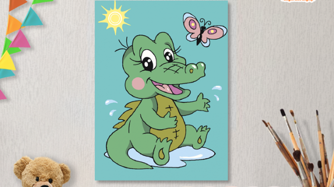 Картина Крокодильчик (д) рисование по номерам 20*16см КН2015134 - Саратов 