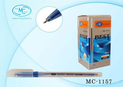 Ручка масляная МС-1157 синяя полупрозрачный корпус