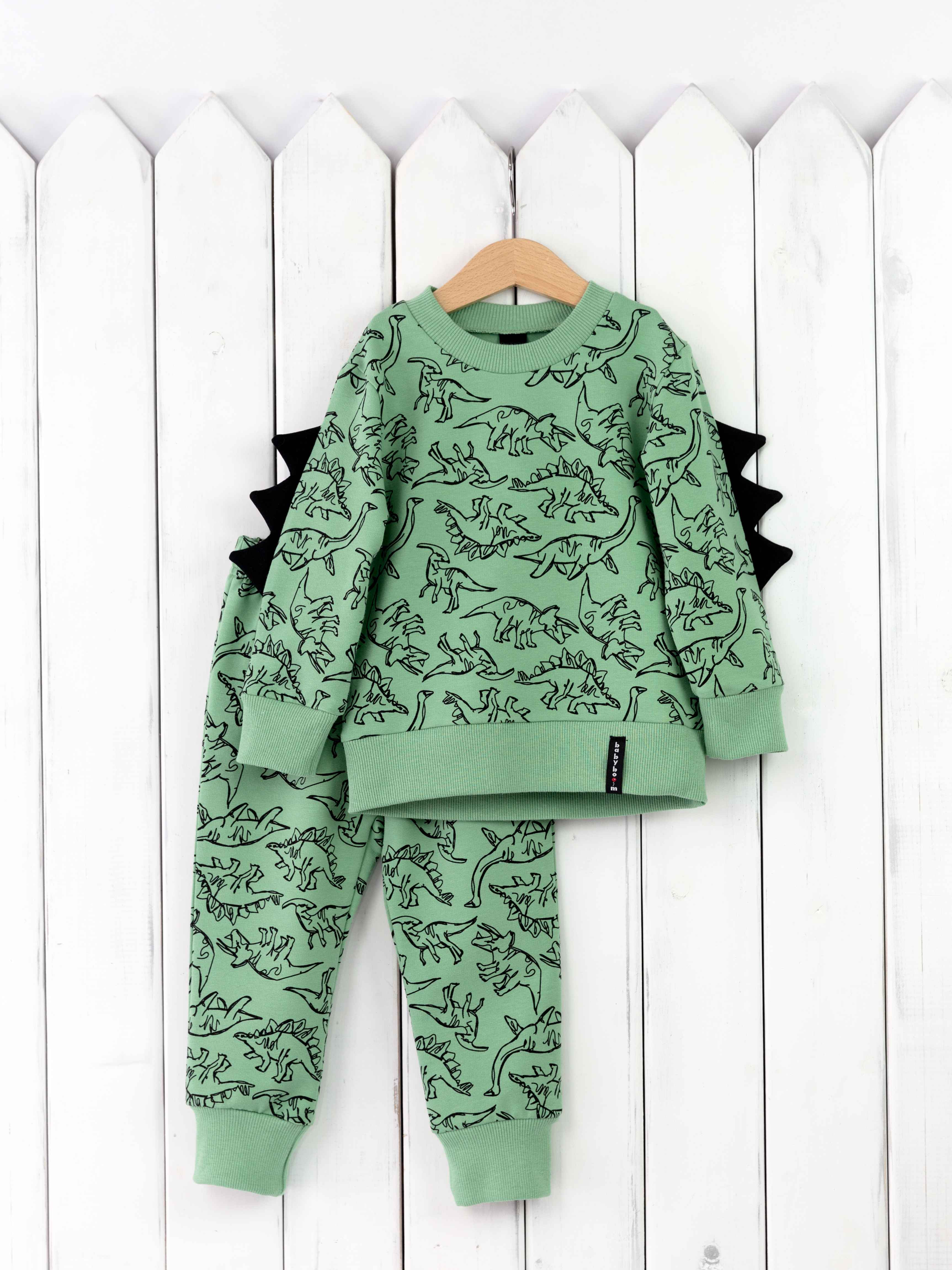 КД407/2-Ф Комплект детский р.104 джемпер+брюки/динозавры на зеленом Бэби Бум - Чебоксары 