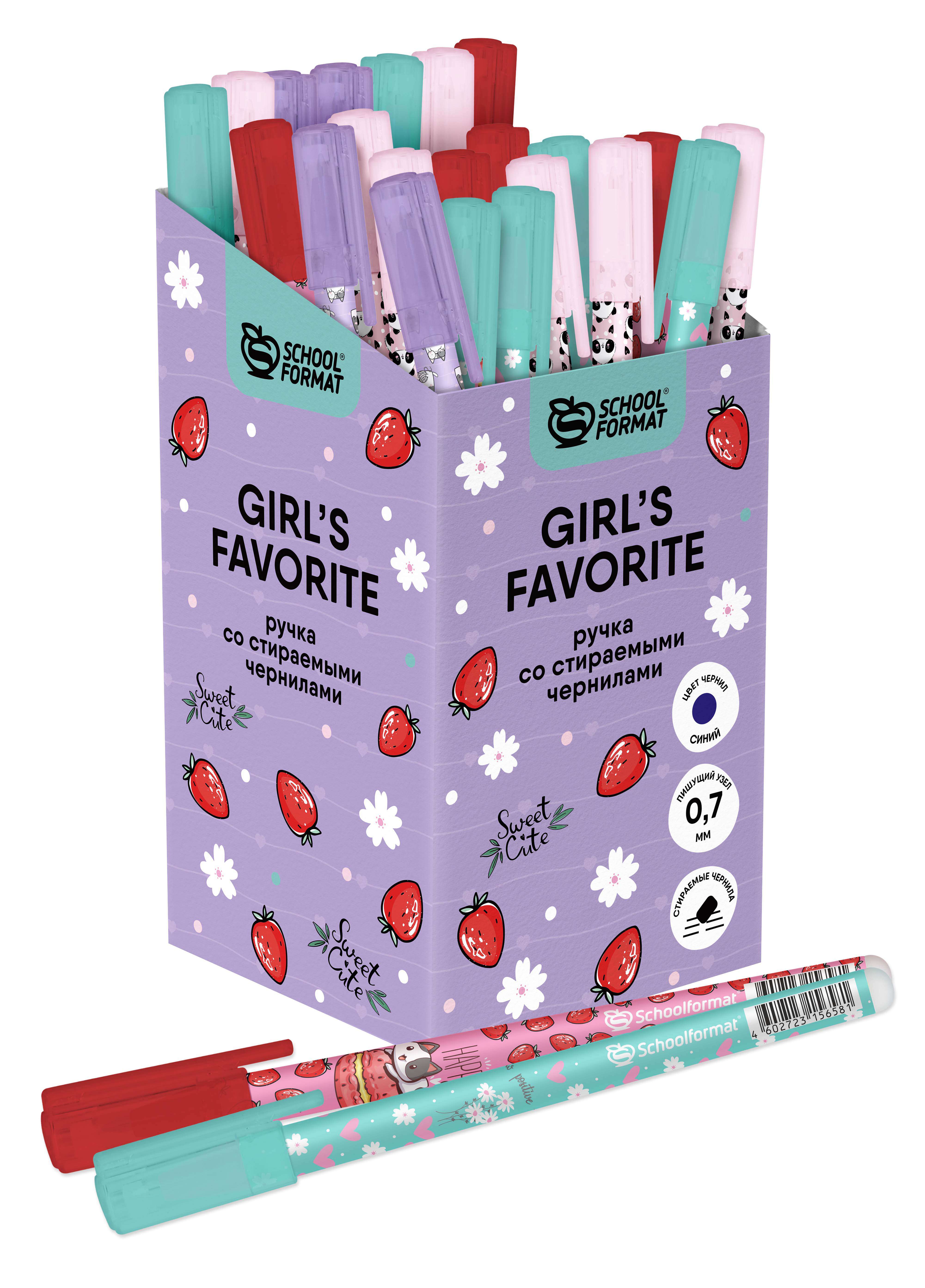 Ручка гелевая стираемая РГ-ПСГФ синий GIRLS FAVORITE 0,5мм Schoolformat - Елабуга 