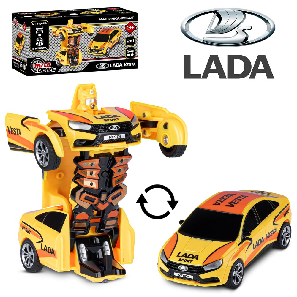 Машина JB0404767 Lada Vesta машина-робот желтая 13см ТМ Autodrive - Чебоксары 