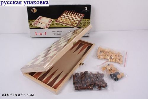 Игра 3в1 деревянная в15638 в коробке - Заинск 