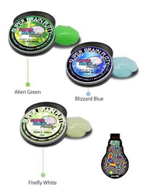 Жвачка для рук 34130 "Super Brain Putty" серия "Светится в темноте" 75гр 3цв - Елабуга 
