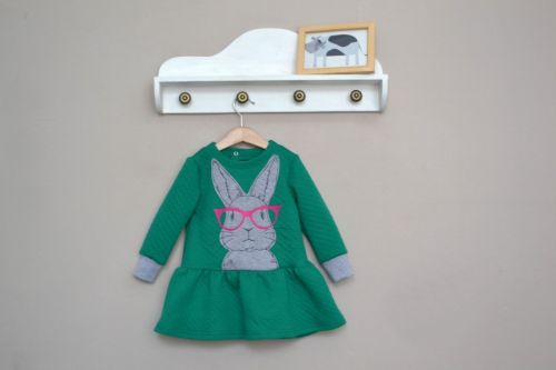 С25/1-К Платье "Кролик Хипстер" (цвет зеленый) р. 98 Бэби Бум - Омск 