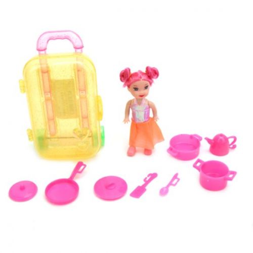 Кукла W700-26  в наборе с посудой 8 предметов и чемоданчиком в пакете - Пенза 