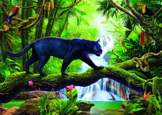 Алмазная раскраска Пантера в джунглях НД-1911 по номерам 40х50см с подрамником Рыжий кот - Нижнекамск 