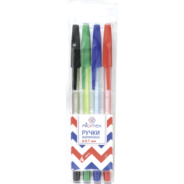 Ручка шариковая 5073722 Attomex набор 04 цвета 0,7мм в блистере