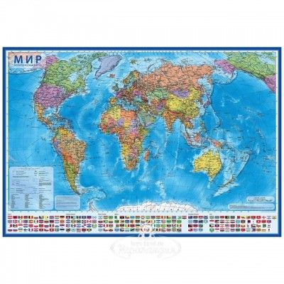 Карта Мир политический kh041 с ламинацией в тубусе 101*70см