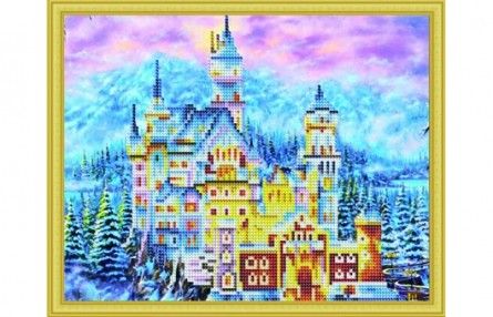 Алмазная мозаика ASH012 "Зимний замок Нойшванштайн" 16 цветов Рыжий кот