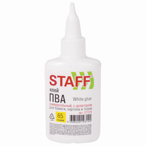 Клей 227376 ПВА с дозатором 65гр Staff Basic Brauberg