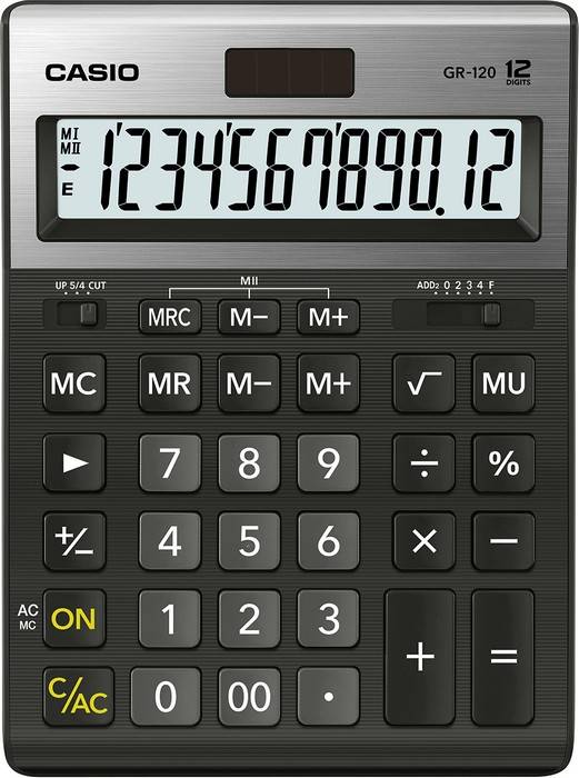 Калькулятор CASIO GR-120-W-EP 12 разр. черный бухгалтерский - Челябинск 