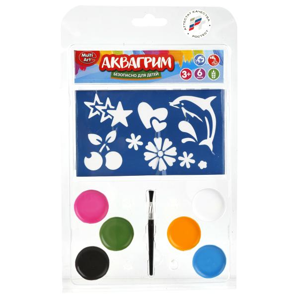 Аквагримм 12006-R 6 цветов красок 5 трафаретов ТМ MultiArt - Саранск 