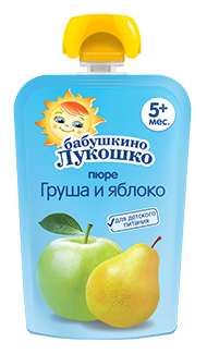 Пюре п.90 груша и яблоко без сахара 5+ в мягкой упаковке Б. ЛУКОШКО - Челябинск 
