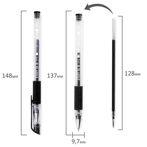 Ручка гелевая 141823 черная GP-192 с грипом Staff Everyfay - Елабуга 