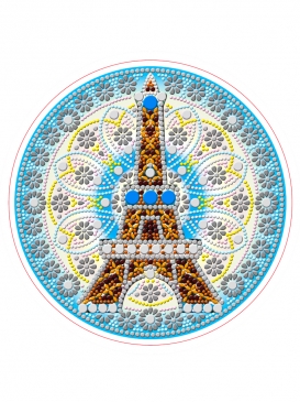 Алмазная мозайка YKH29 круглая 24см Эйфелева башня с разными камнями Рыжий Кот - Нижнекамск 