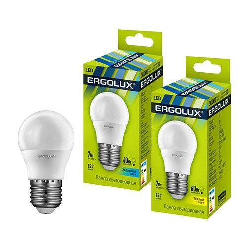 Лампа светодиодная Ergolux LED-G45-7W-E27-4K шар 7Вт Е27 4500К 172-265В NEW - Орск 