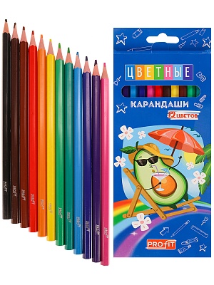 Карандаши 12шт КЦ-1494 цветные Авокадо на каникулах 2М Проф-Пресс - Волгоград 