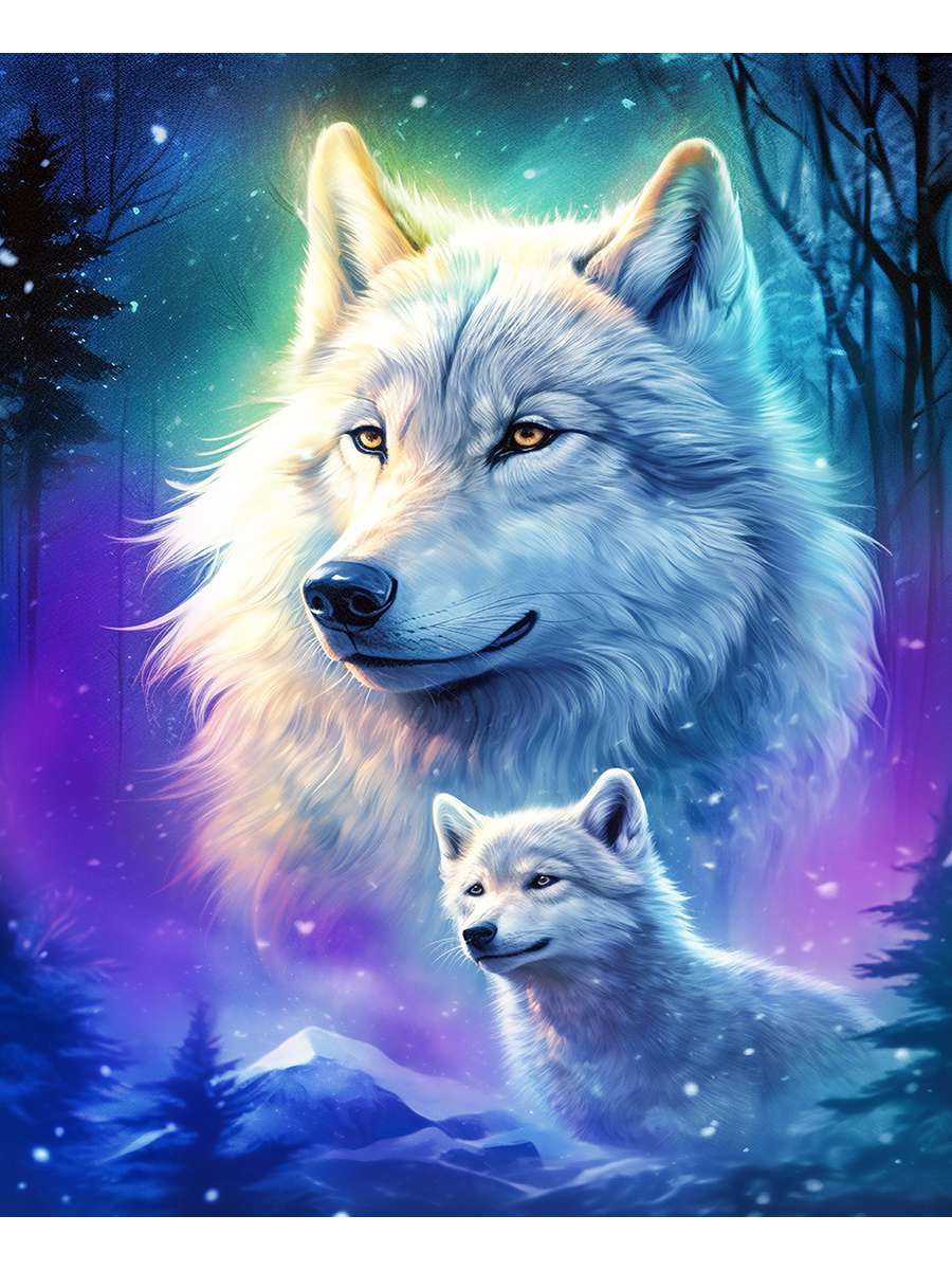 Алмазная мозаика НД-0375 Белые волки 30х40см 30цв - Магнитогорск 