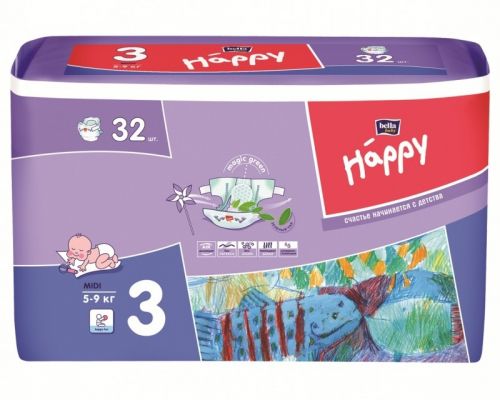 Подгузники для детей "bella baby Happy" Midi по 32шт - Самара 