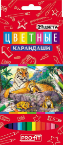 Карандаши 24цв К-7352 цветные Животные 2,65мм Проф-пресс - Пермь 