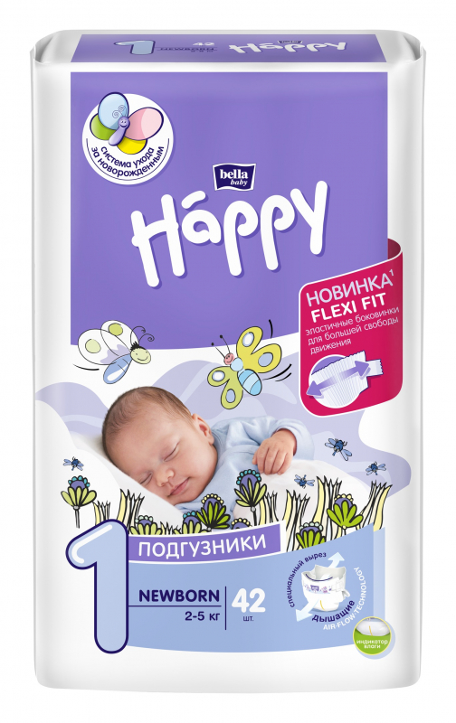 Подгузники для детей bella baby Happy Newborn 42шт BB-054-NB42-013 - Заинск 