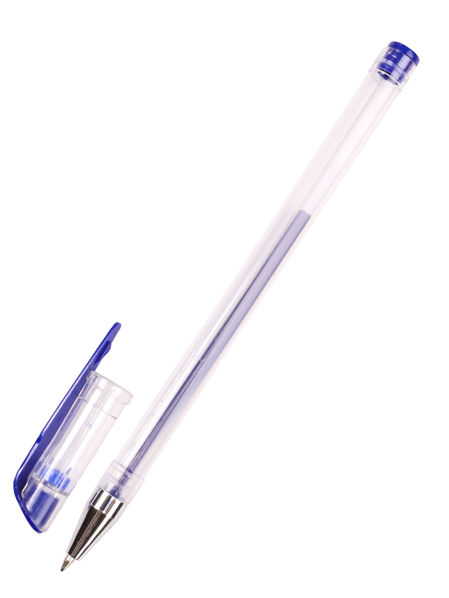 Ручка гелевая РГ-0651 синяя d=0,7мм прозрачный корпус Проф-пресс - Челябинск 