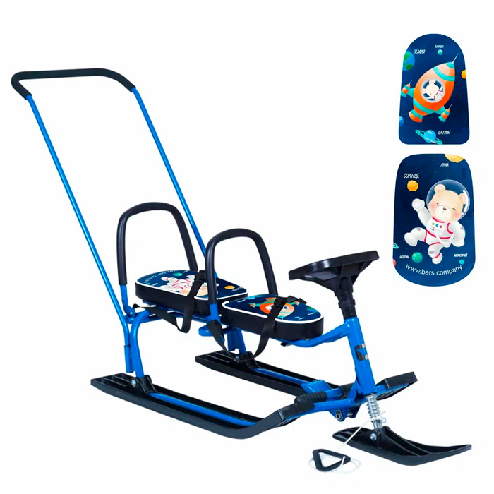 Снегокат 505 высокий SNOWKAT TWINS BABY PUSH для двоих, с 2 скл. спинк. П-обр толкатель - Москва 