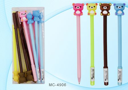 Ручка МС-4906 шариковая Мишка ассорти детская