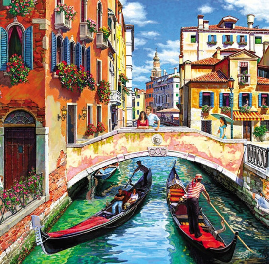 Алмазная раскраска Венецианский канал НД-1901 по номерам 40х50см Рыжий кот - Москва 